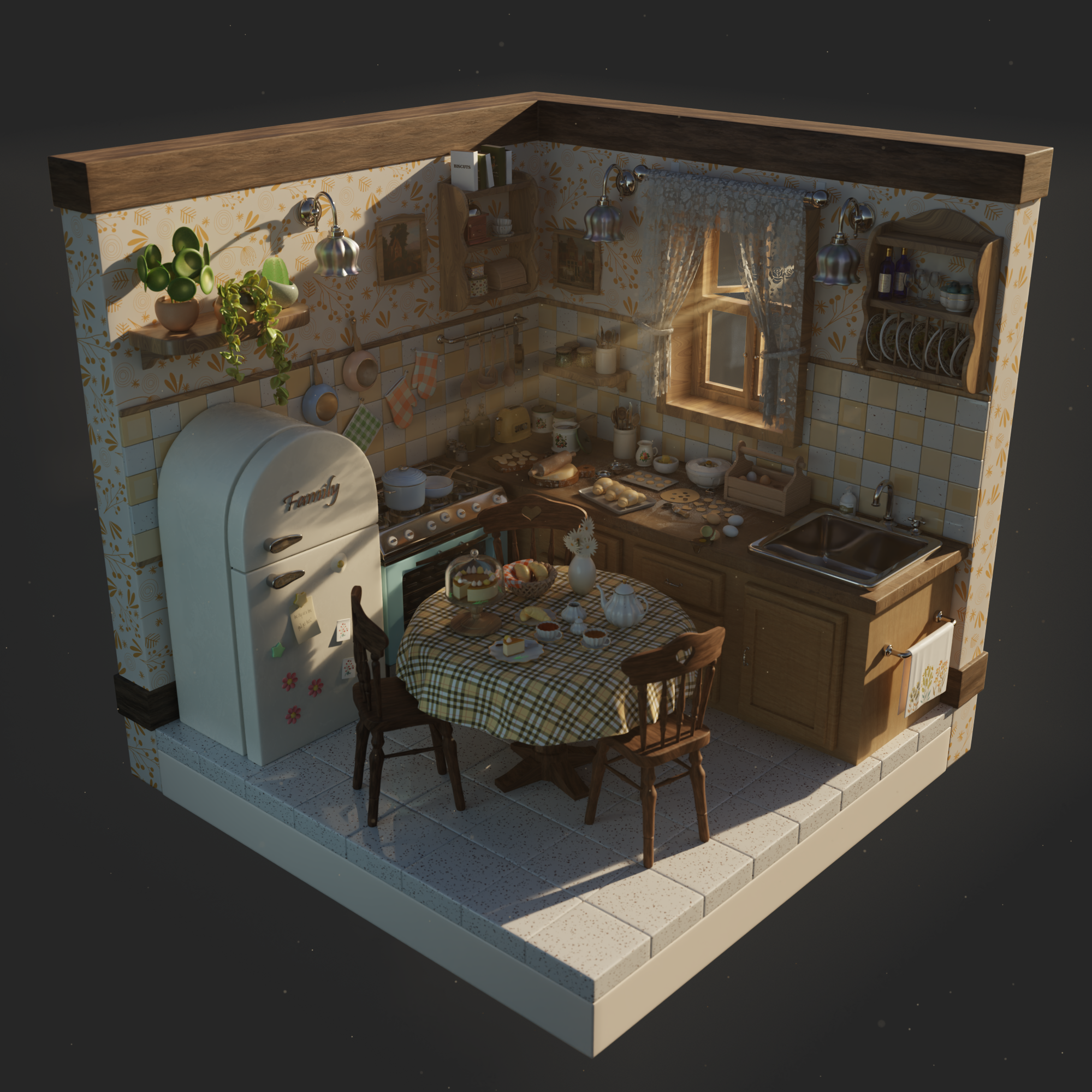 3D kitchen interior render